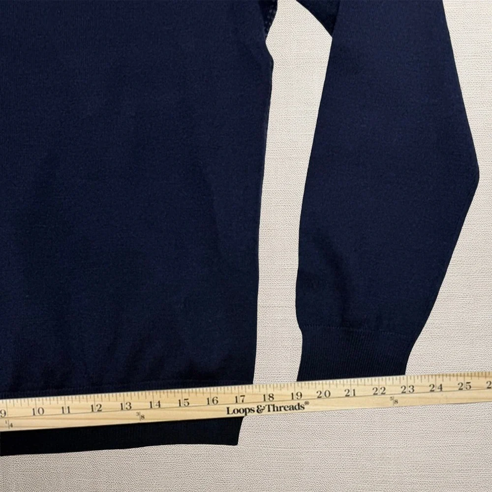 Banana Republic Mens Blue Extra Fine Italian Merino Wool V-Neck Sweater Large